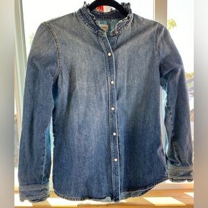 nili lotan pearl snap denim top